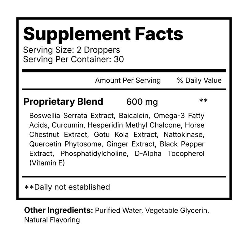 Lymph Tonic supplement facts panel showing full ingredient list and serving size